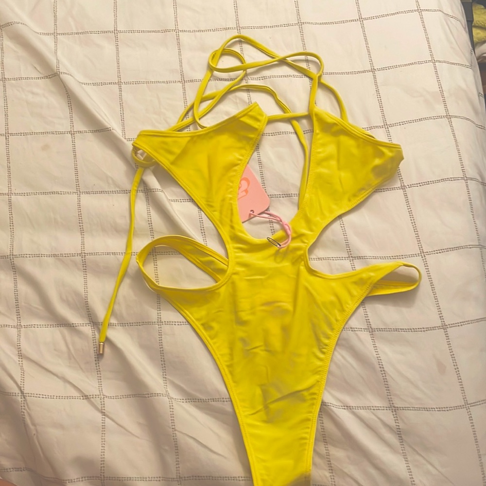 Yellow Kylie swim one piece